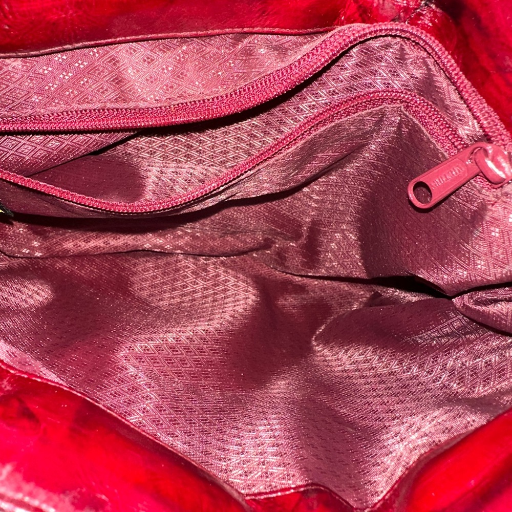 VTG EEL Skin Burgundy Oxblood Red Leather Crossbody Bag - Picture 5 of 6